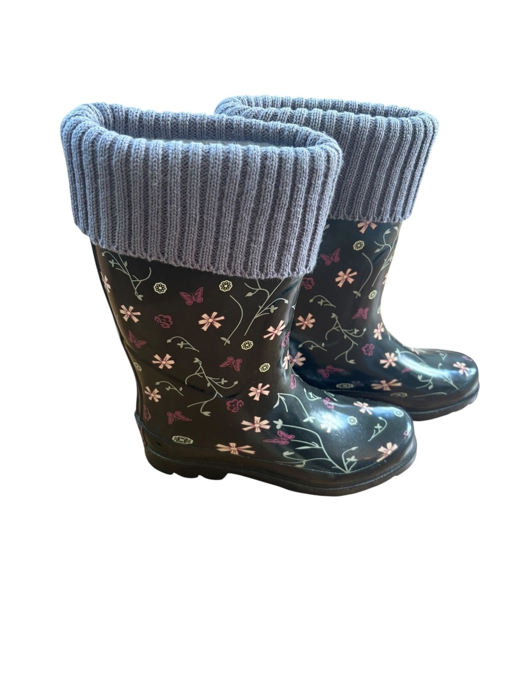 ☔ Adorable Floral Rain Boots ☔ Soft Lined & Like New